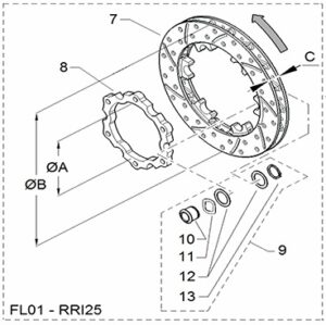 BRAKE DISK V 80X180X16 G FLOAT ASSY.