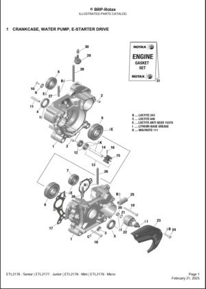 1) CRANKCASE, WATER PUMP