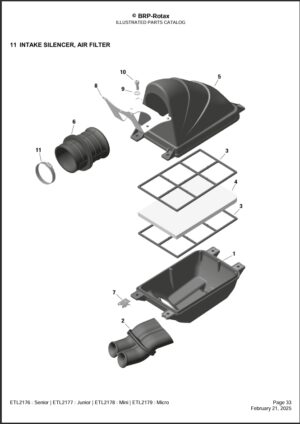 9) INTAKE SILENCER, AIR FILTER